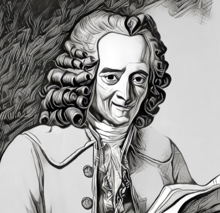 portrait dessiné Voltaire pour bande dessinée Candide 