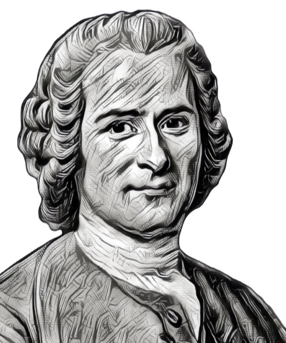 portrait dessinée Jean Jacques  Rousseau
